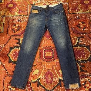 Goodale jeans designed in NYC.Midwaisted,2tonew/authentic Fendi material&button.